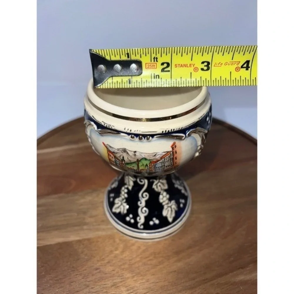 Vintage Innsbruck Ceramic Goblet Souvenir Wine‎ Cup with Grape Vine Motif